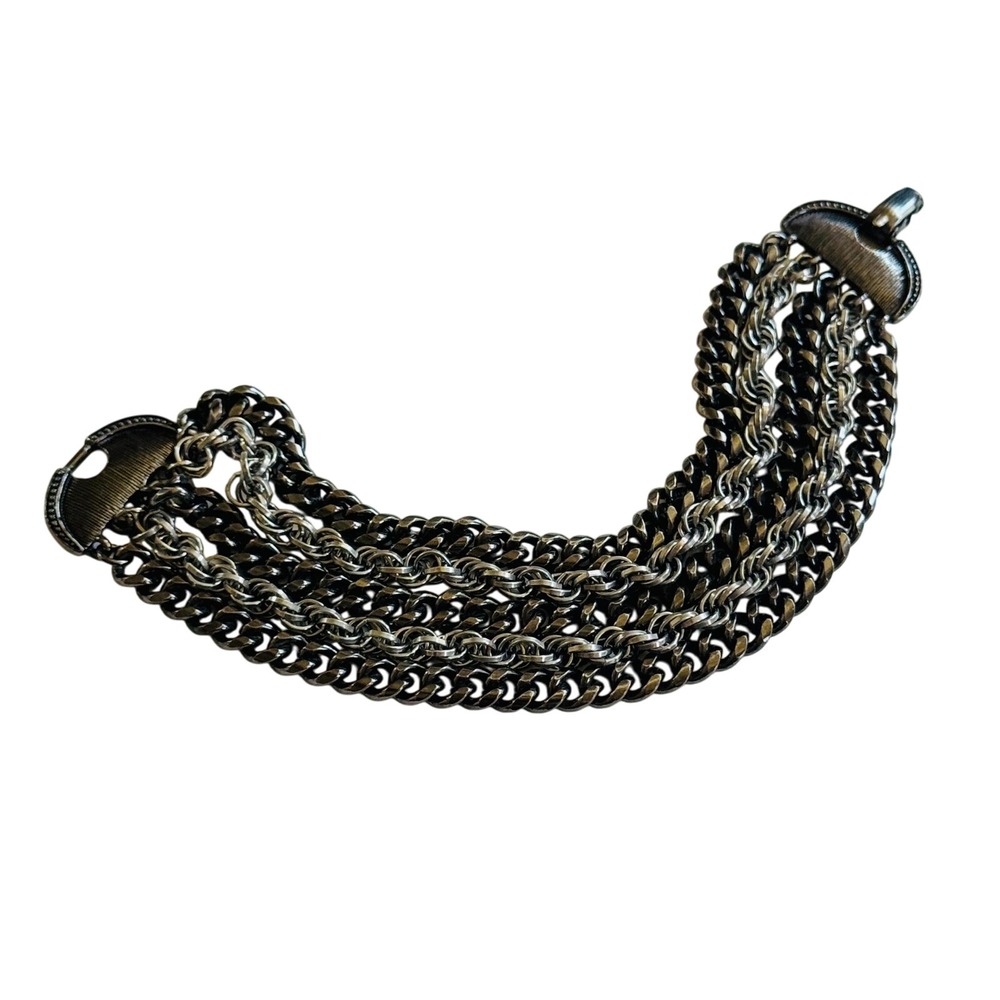 Goldette NY Regal Bracelet VtG Multi 5 rows chain signed chunky rare 60s 7"